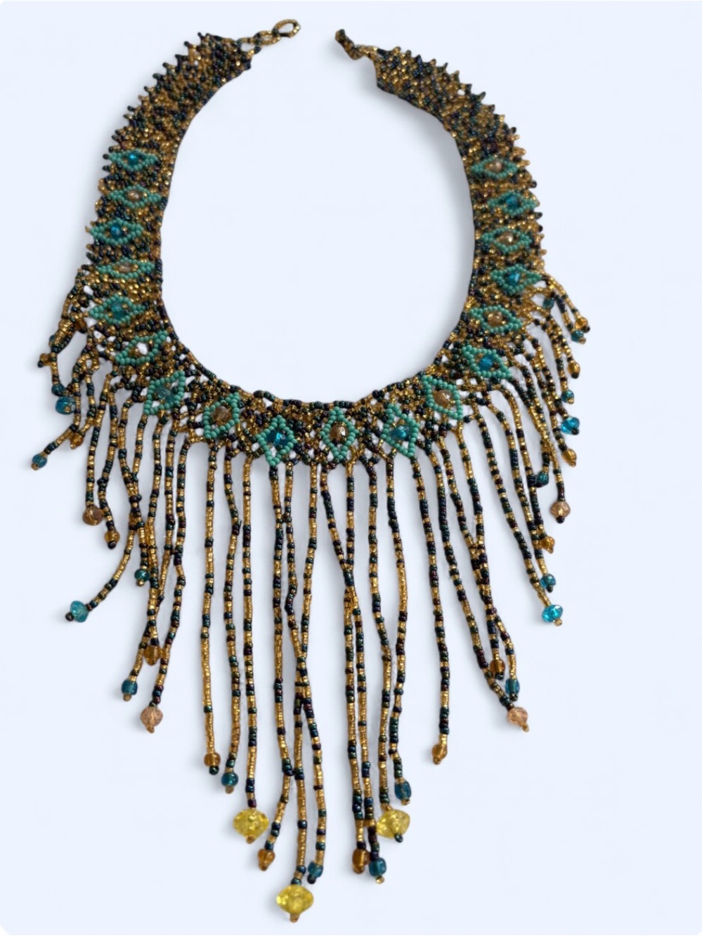 Beautiful Handmade Beaded Fringe Statement Necklace